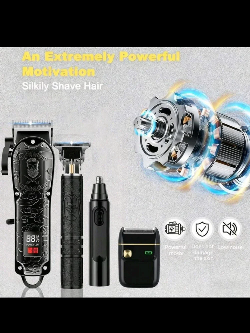 Black Professional Men’s Grooming Kit - Multi-Tool Trimmer & Shaver